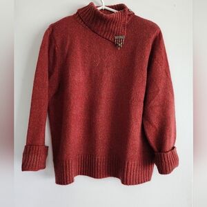 Karen Scott | Rich Red-Orange Cowl Neck Sweater | Petite Medium